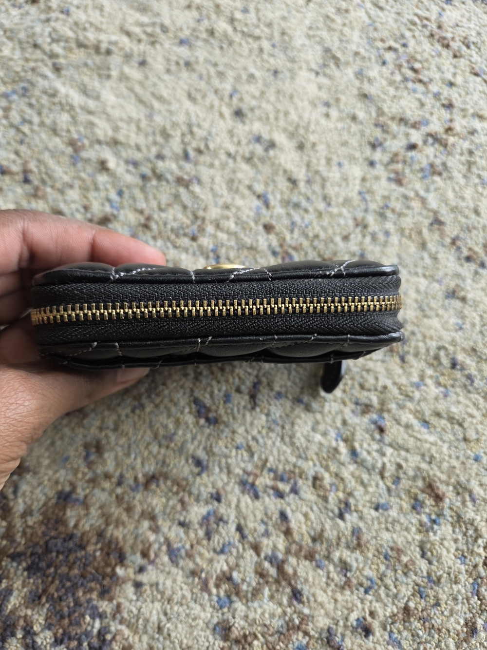 Coach Quilted Leather Zip Card Case Wallet in Black - Picture 7 of 10